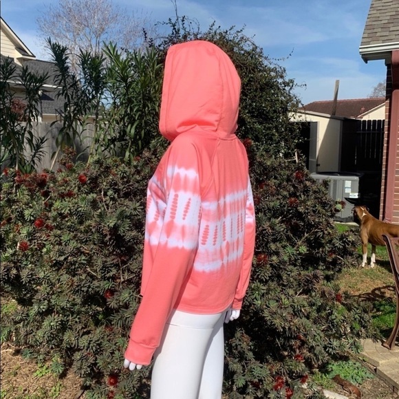 NWT NANETTE Lepore Crop Tie-Dye Pink Hoodie Jacket/Sweatshirt - Picture 11 of 14